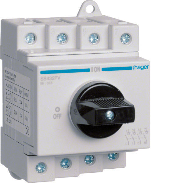 HAG SB432PV SECTIONNEUR ROTATIF PHOTOVOLT 4P 32A 1000VDC 3 5M
