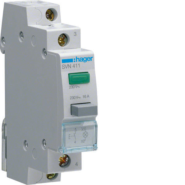 HAG SVN411 1 BOUTON POUSSOIR LUMINEUX VERT 1NO 1M