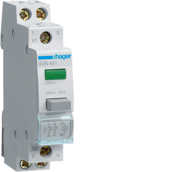 HAG SVN441 1 BOUTON POUSSOIR LUMINEUX VERT 2NC 1M