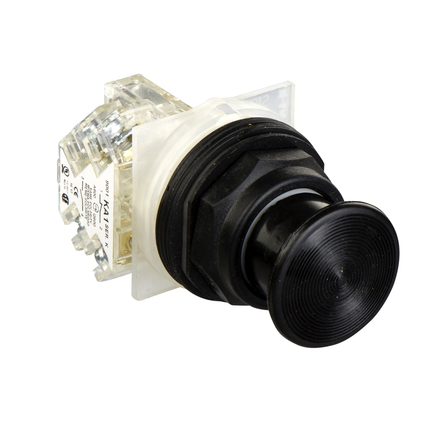 SNR 9001SKR24BH13 Bouton coup de poing noir NC+NO