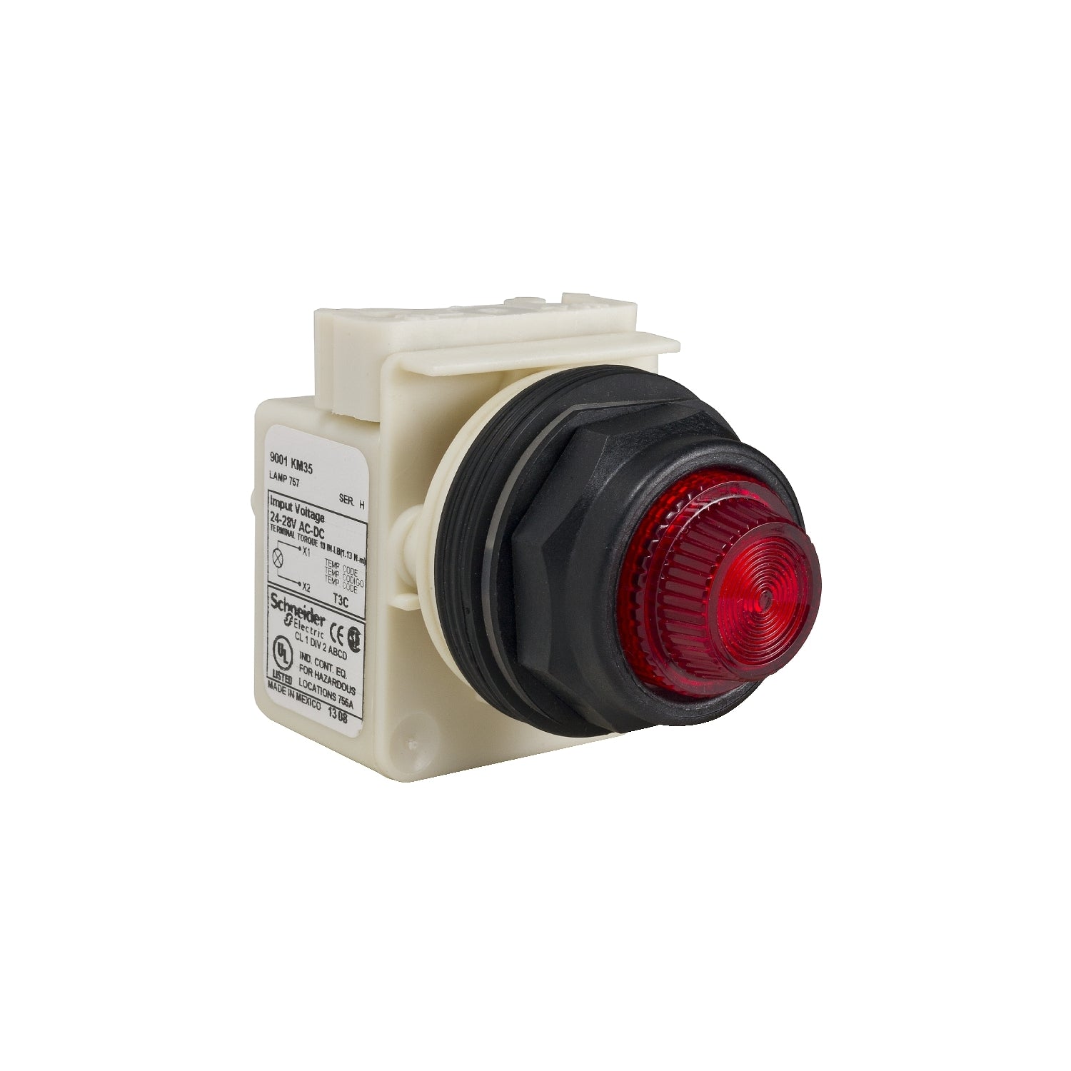 SNR 9001SKT35LRR31 Bouton test led rouge 24V 1NC NO