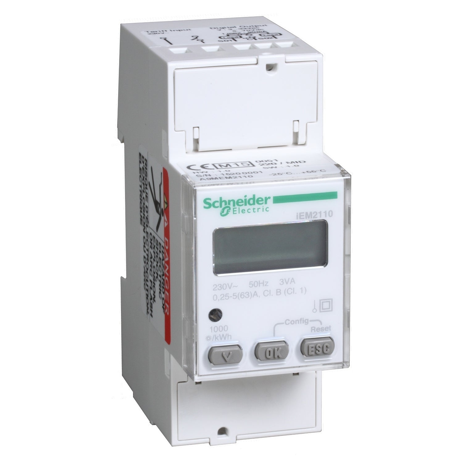 SNR A9MEM2110 iEM2110 1P+N ins 63A imp Wh+VArh MID