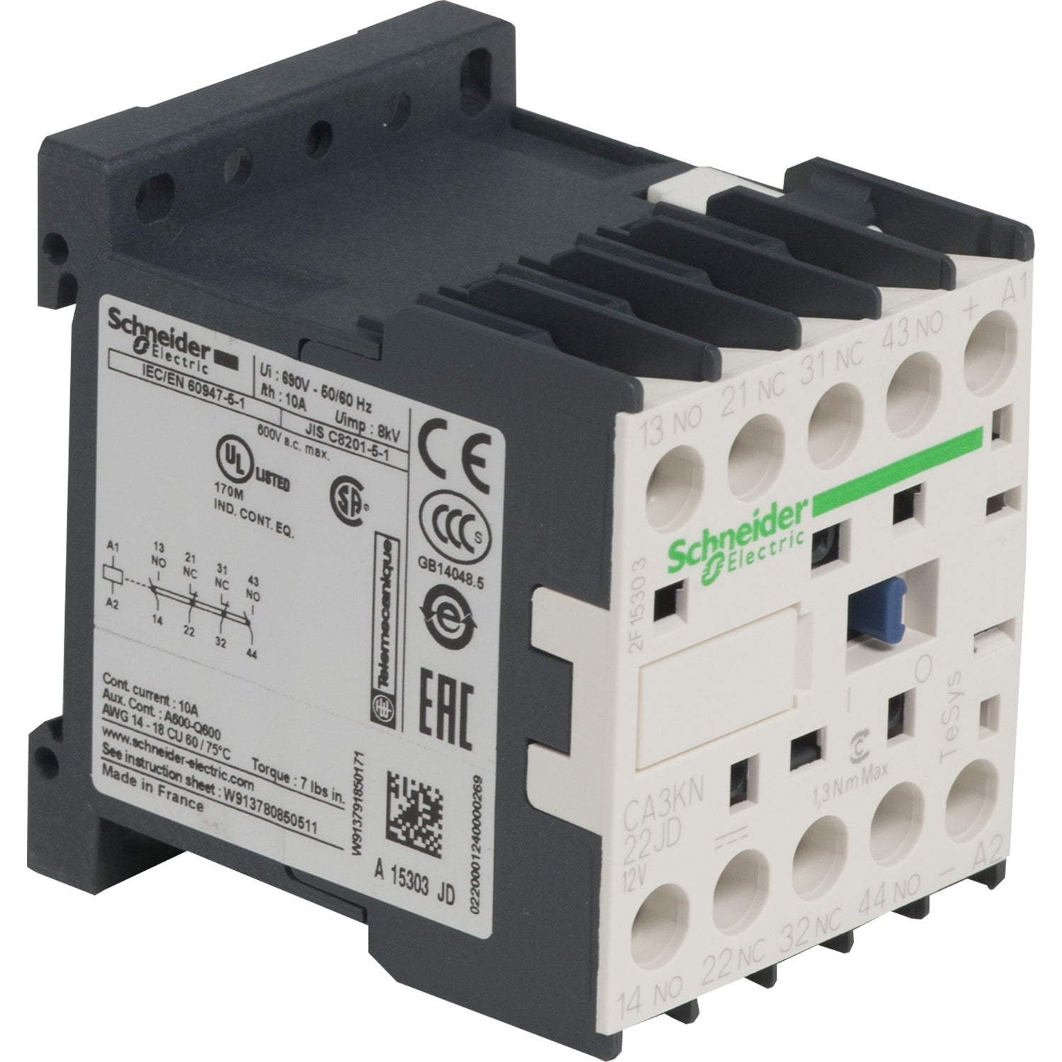 SNR CA3KN22JD CONT AUX 2NC+2NO SCHRAUBE 12V DC