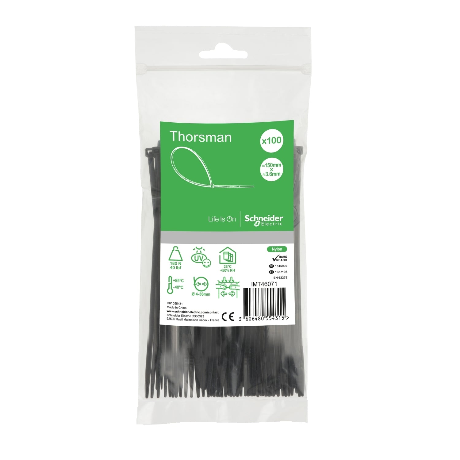 SNR IMT46071 Collier de serrage 150x3 6 noir