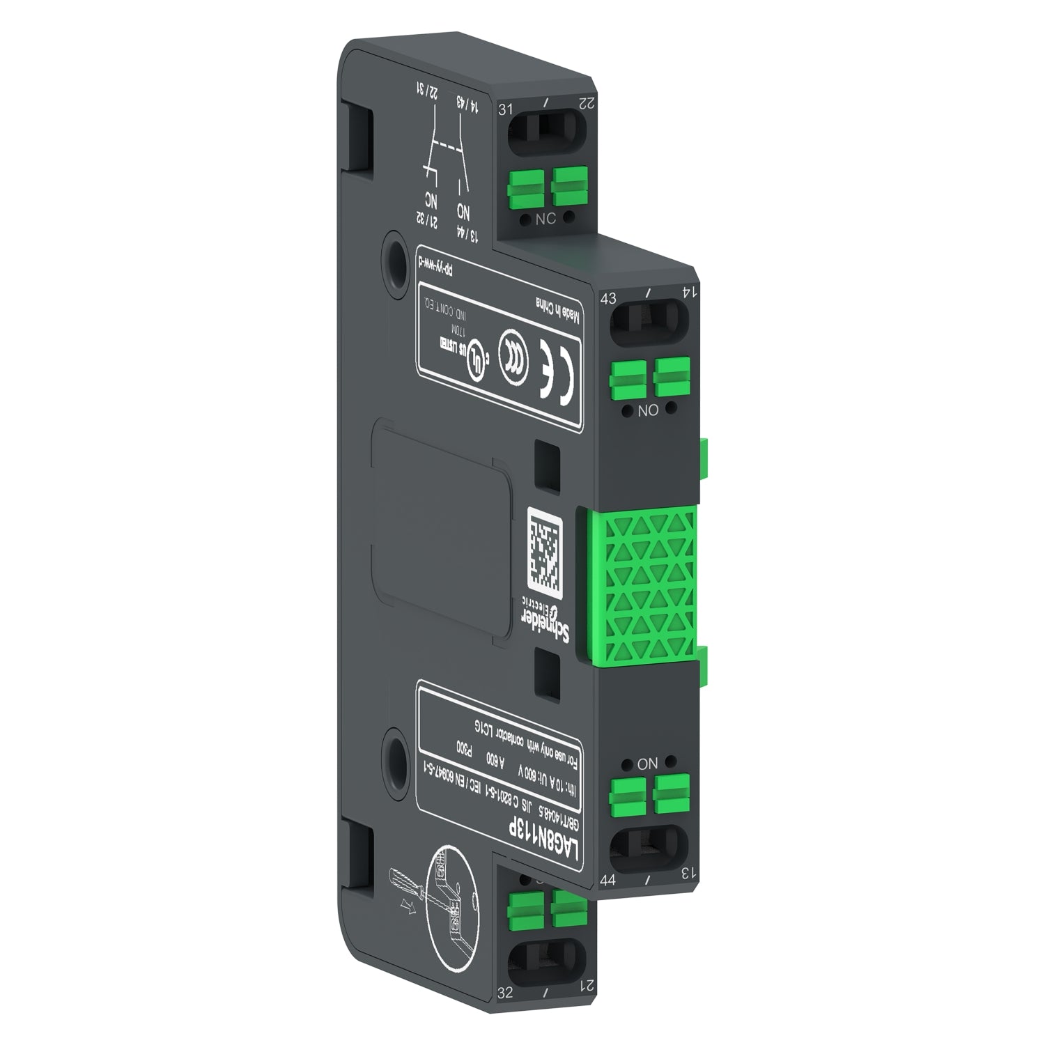 SNR LAG8N113P Contact auxiliaire 1NO+1NF type ressort L1 R1
