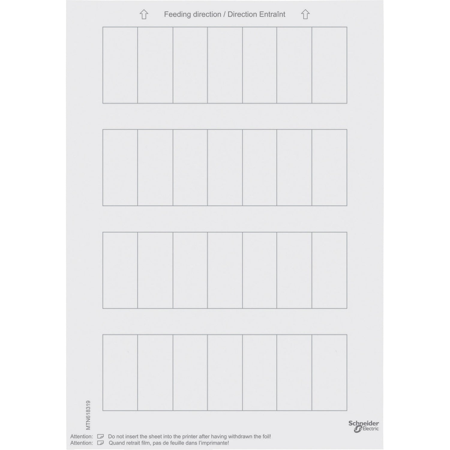 SNR MTN618319 Planches d'étiquettes pour clés 1 4 blanches