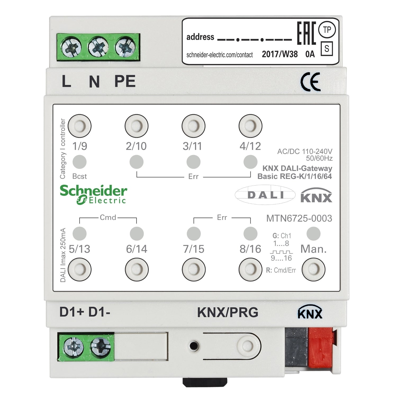 SNR MTN6725 0003 KNX DALI2 Gateway Basic REG K 1 16 64