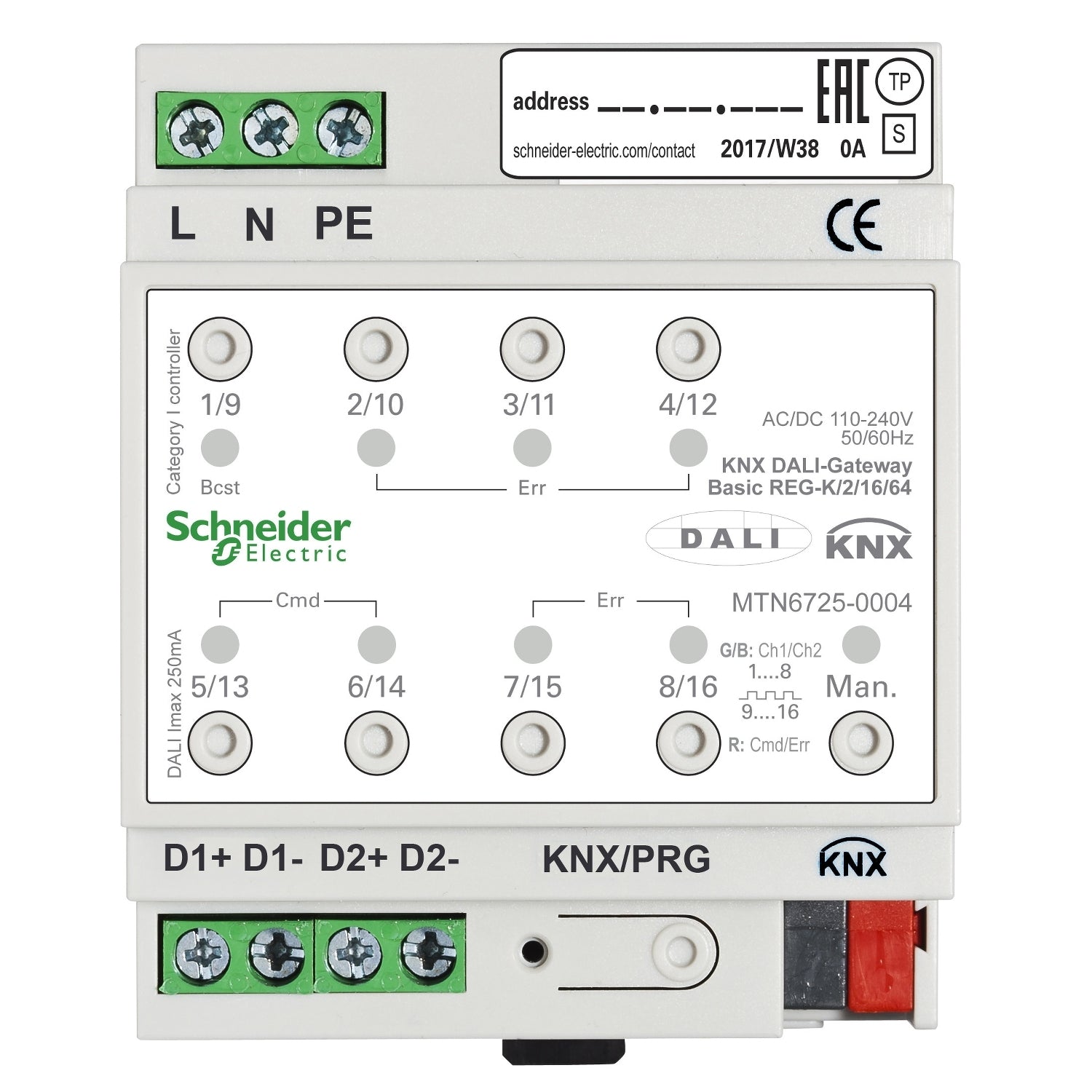 SNR MTN6725 0004 Passerelle KNX DALI2 Basique REG K 2 16 64