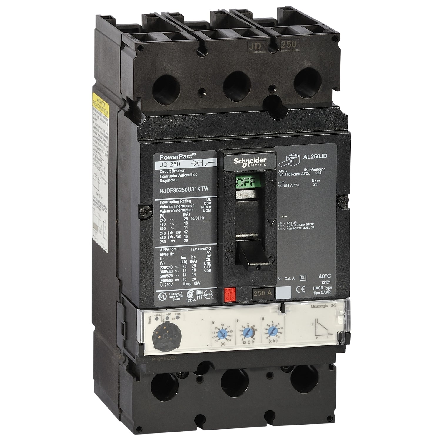 SNR NJGF36250U31XTW Châssis J 250A 35kA 3P Mlogic 3 2 250A