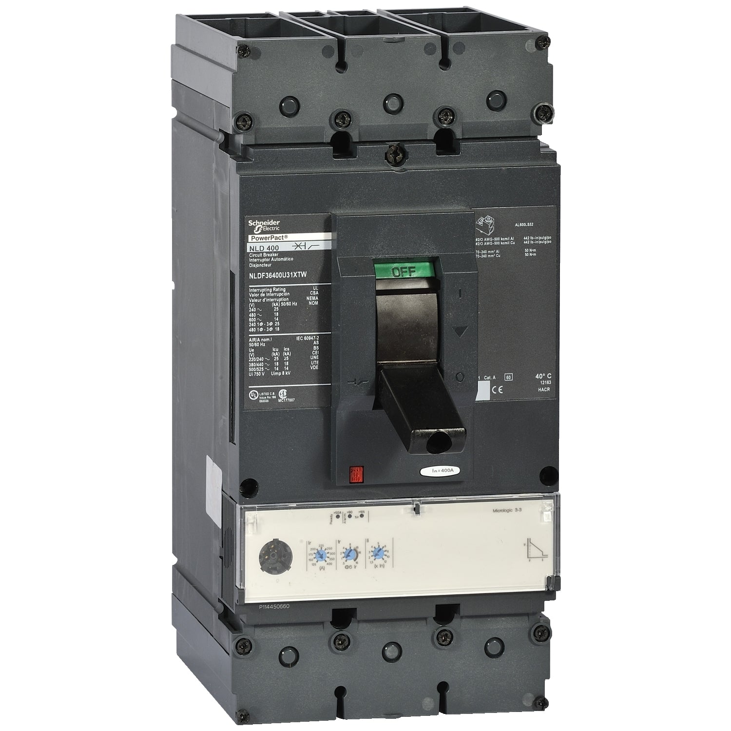 SNR NLGF36400U31XTW Châssis L 600A 35kA 3P Mlogic 3 3 400A