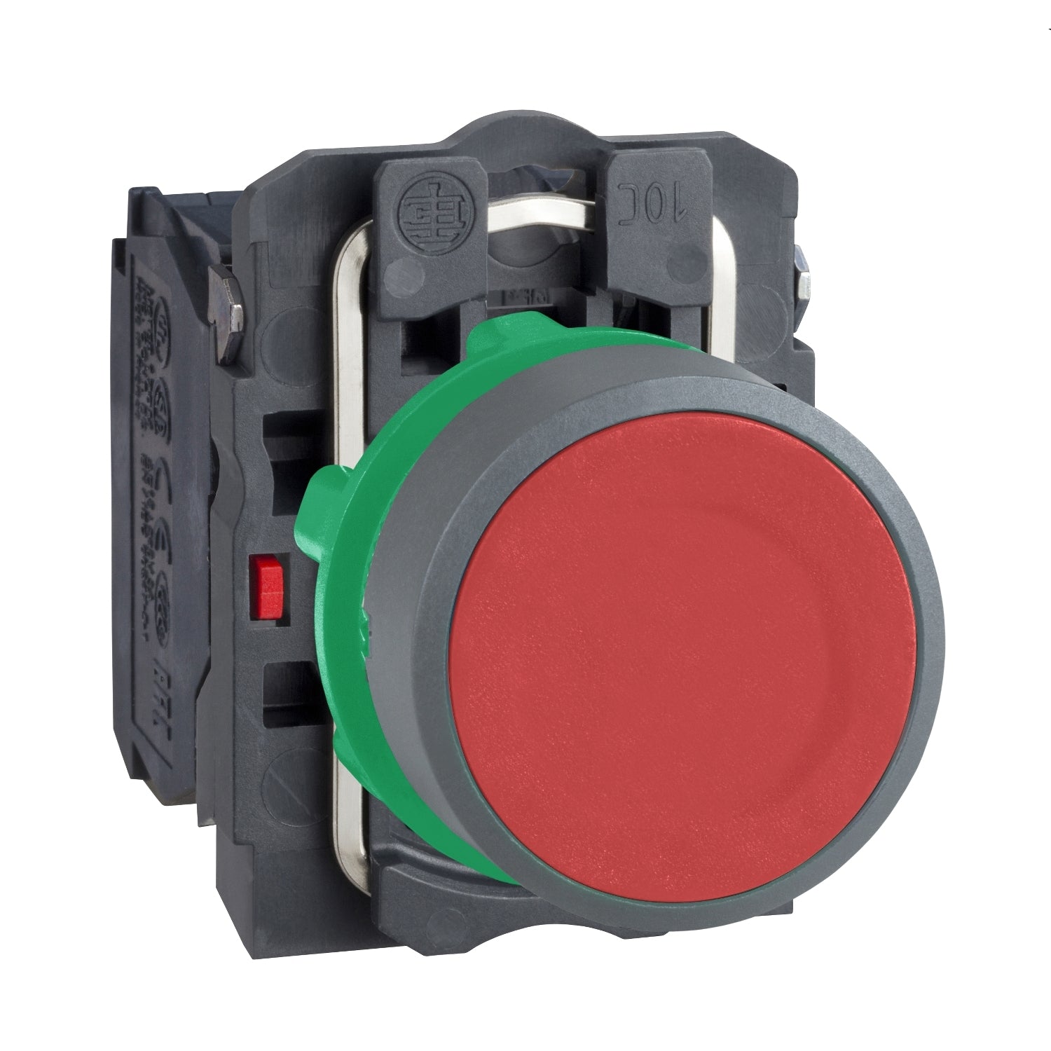 SNR XB5AA45C0        Pulsante rosso NO+NC ghiera grigia