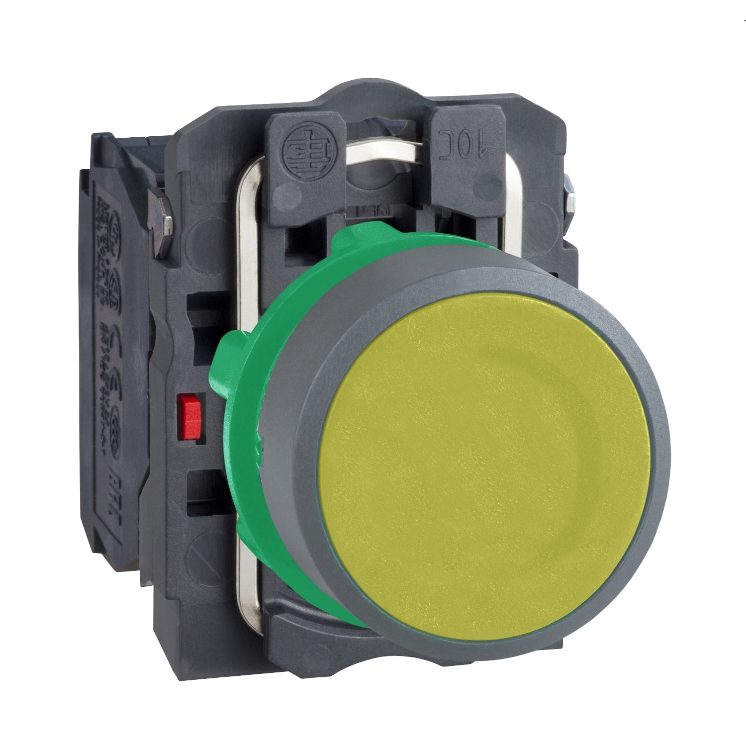 SNR XB5AA55C0        Pulsante giallo NO+NC ghiera grigia