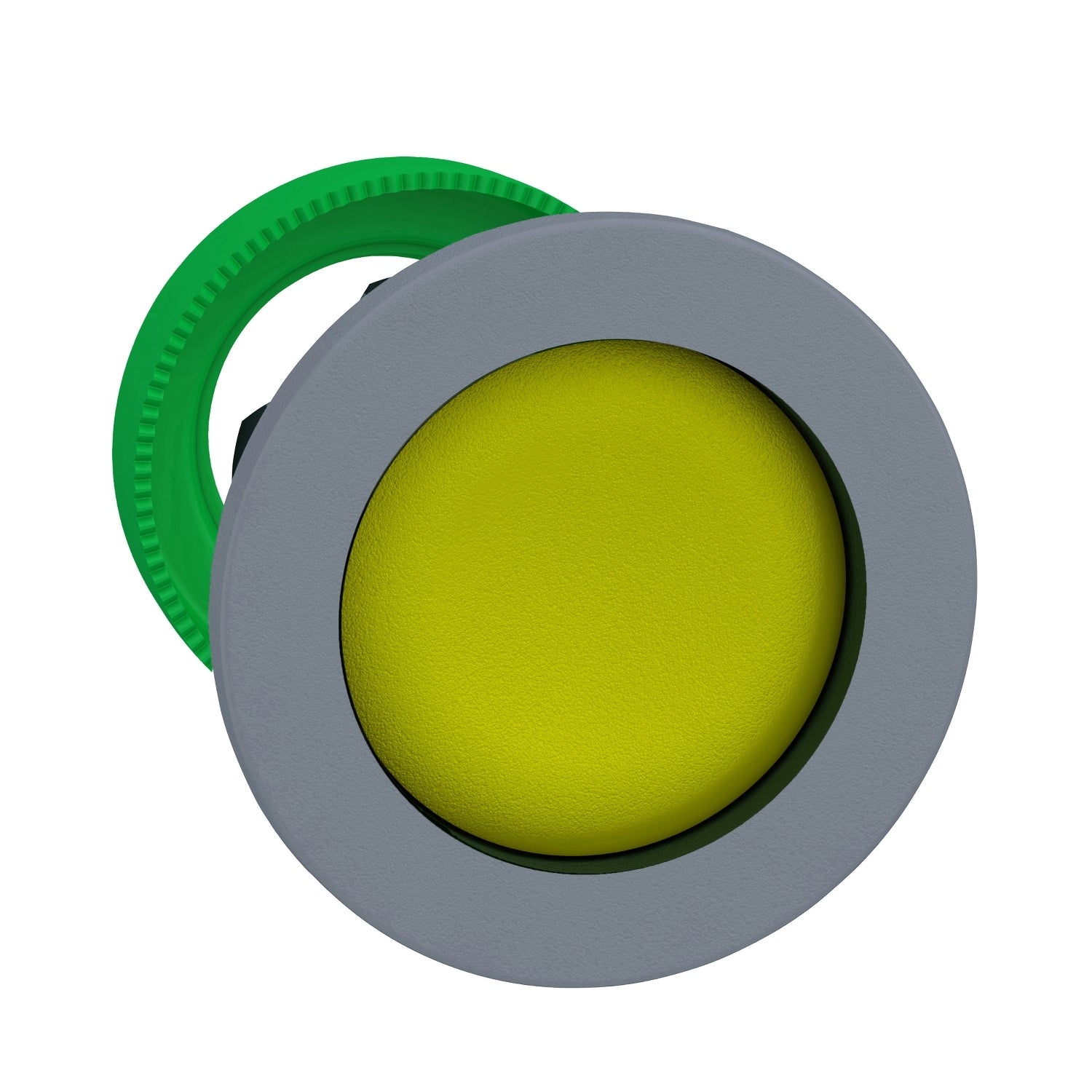SNR ZB5FA5C0 Tête de bouton poussoir jaune affleurante avec virole grise